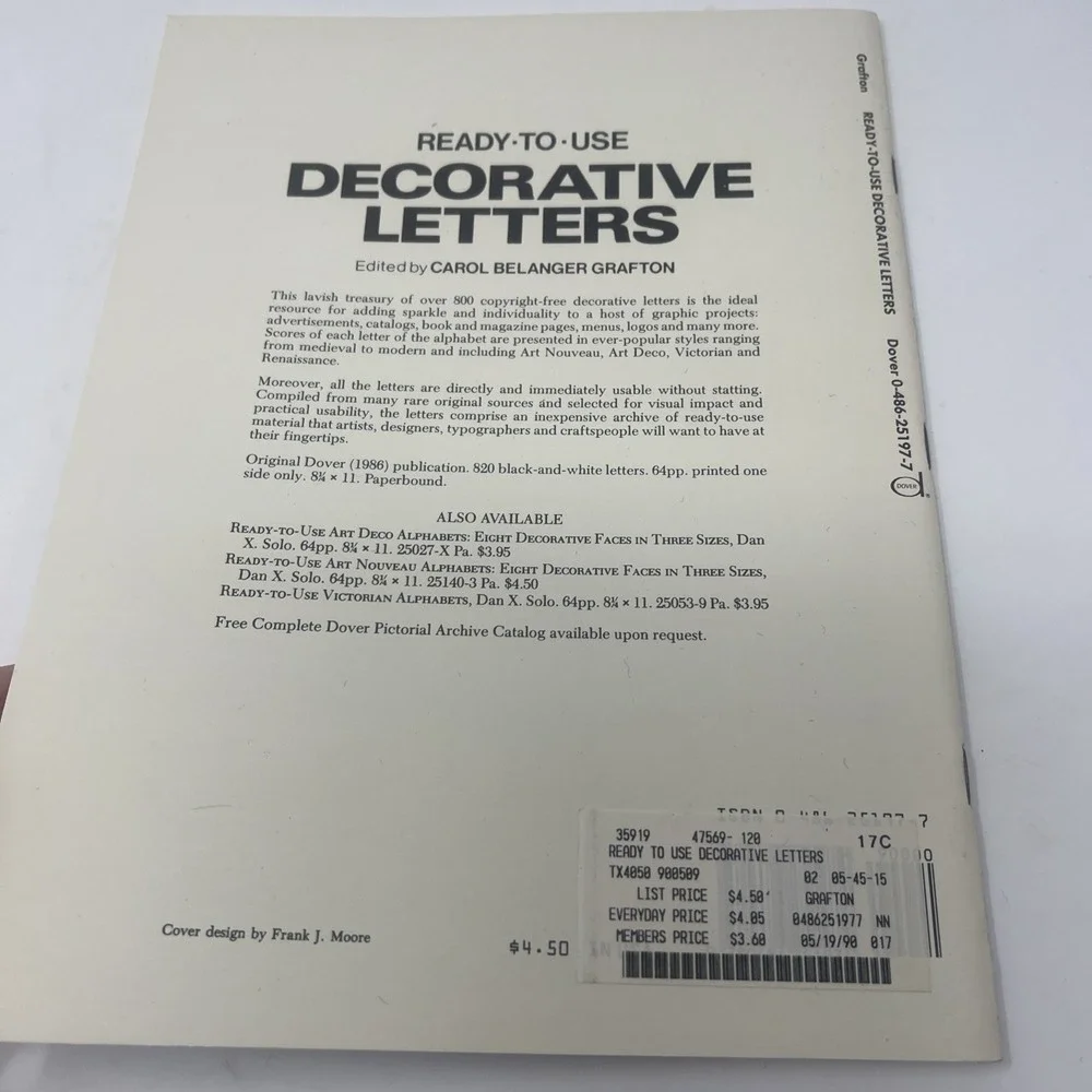 Vintage Dover Ready-to-Use Clip Art Books Lot of 3 NOS Decorative Letters 1990